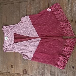 Womens Self Esteem See Threw Lace Maroon Vest Cover Up